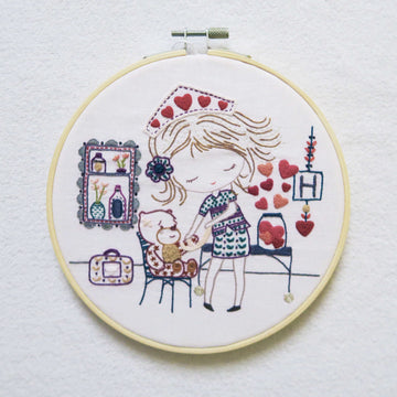 Un Chat Dans L'Aiguille Salome Takes Care of Others Printed Embroidery Kit