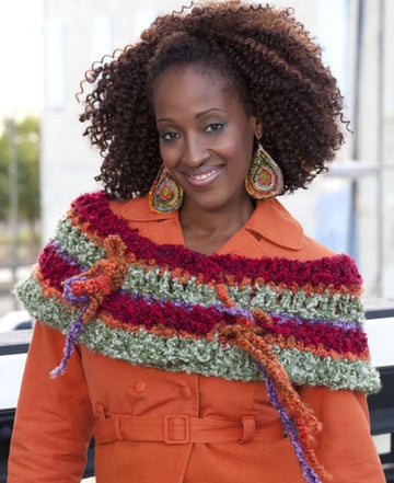 Colorful Crazy Cowl in Red Heart Light & Lofty Solids and Multis - LW2401