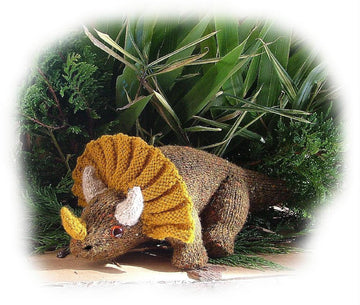 Triceratops toy dinosaur knitting pattern by Georgina Manvell