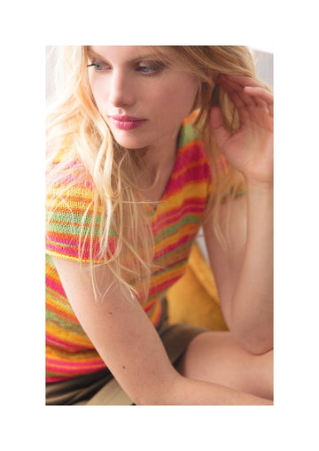 V Neck Sweater with Short Sleeves in Bergere de France Julienne - M1337 - Downloadable PDF
