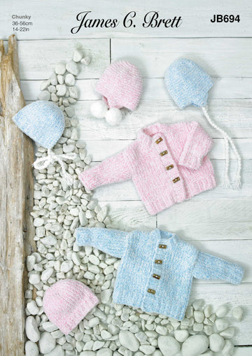 Jacket, Hat, Bonnet and Helmets in James C. Brett Baby Velvet - JB694 - Leaflet