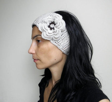 Headband, earwarmer with 3D flower