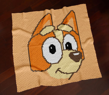 Bingo Heeler Beige Bluey Sister Blanket Puppy Graphgan Throw C2C CROCHET PATTERN