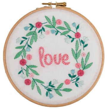 Anchor Starter Kit Love Hoop Printed Embroidery Kit - 15 x 15 cm