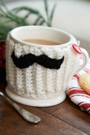 Mustache Mug Hug in Red Heart Super Saver Economy Solids - LW3685