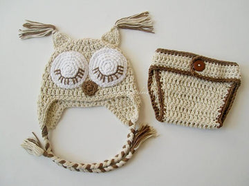 Owl Baby Hat and Diaper Cover