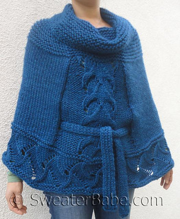 #145 Cowl Neck Belted Poncho