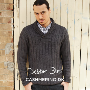 Shawl Collared Sweater - Knitting Pattern for Men in Debbie Bliss