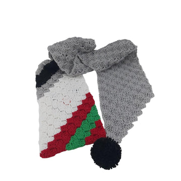 Gray Red Green Scarf C2C