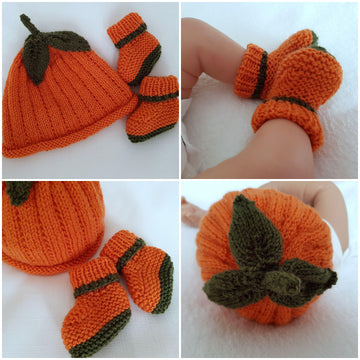 Pumpkin Patch Baby Hat & Booties