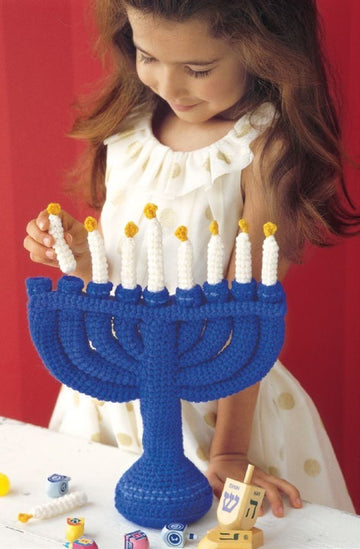 Child's Menorah in Red Heart Super Saver Economy Solids - CTNOV08-49