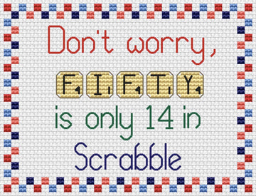 Scrabble 50 Cross Stitch PDF Pattern