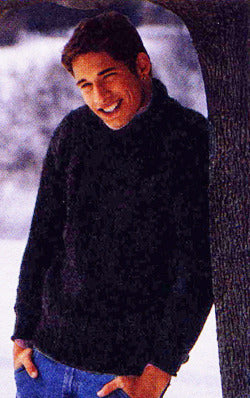 Knitted Mock Turtleneck Pullover in Lion Brand Wool-Ease - 532