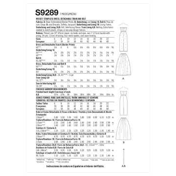 Simplicity Misses' Strapless Dress, Detachable Train & Belt S9289 - Sewing Pattern