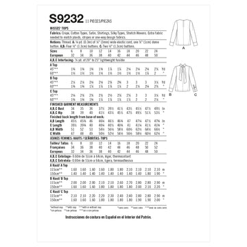 Simplicity Misses' Tops S9232 - Sewing Pattern