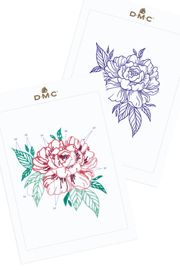 Single Peony in DMC - PAT0337 - Downloadable PDF
