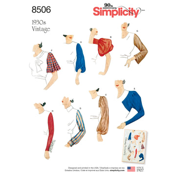 Simplicity Misses' Vintage Set of Sleeves 8506 - Paper Pattern, Size A (10-12-14-16-18-20-22)