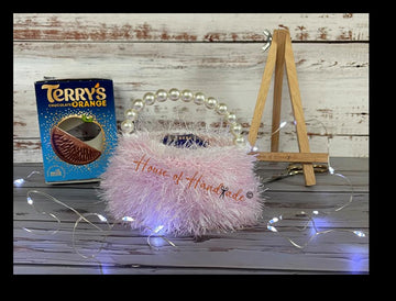 Feathers & Pearls Handbag Chocolate Orange Cover Knitting Pattern
