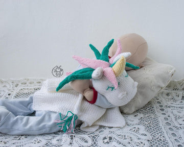 Unicorn Baby Lace Blanket knitted flat