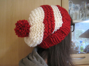 A Slightly, Slouchy, Stripy Bobble Hat