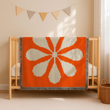 Abstract Flower Orange Blanket Botanical Home Decor C2C Crochet PATTERN