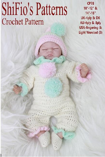 Crochet Pattern for doll 10"-12" & 14"-16" UK & USA terms #78