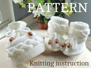 Cable Baby Hat Cable Baby Booties Cable Baby Set Baby Shoes Baby Outfit