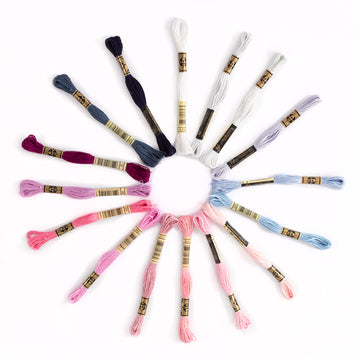 DMC Stranded Cotton Navy & Pink Pastel 16 Colour Pack