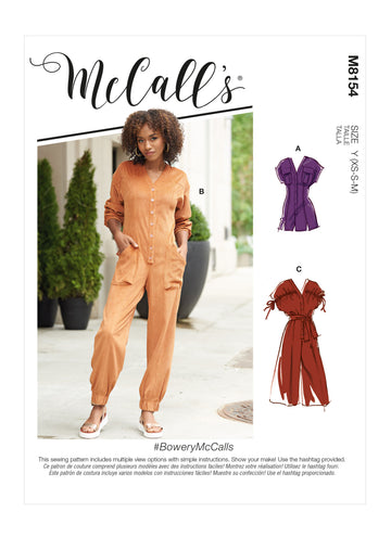 McCall's Misses' Rompers, Jumpsuits & Belt M8154 - Sewing Pattern