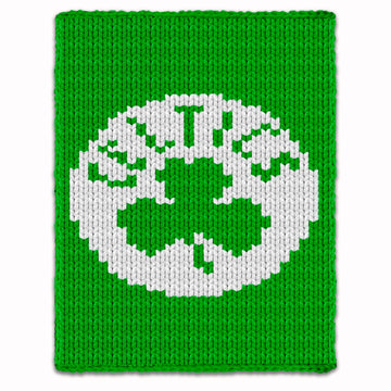 Celtics Blanket Finger Knitting Pattern - shamrock design in green and white