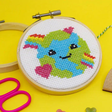 The Make Arcade Love the Planet Cross Stitch Kit - 3 Inch