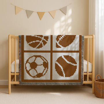 C2C CROCHET PATTERN Sports Ball Blanket Football Graphghan Soccer Throw Tennis Basketball