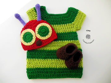 Hungry Caterpillar Hat, Dress and Shoes Outfit
