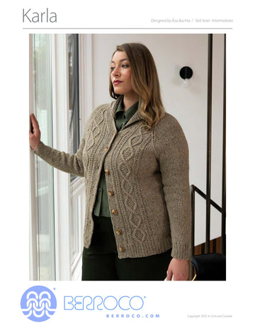 Karla Cardigan in Berroco Millstone Tweed - Downloadable PDF