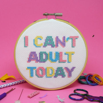The Make Arcade I Can't Adult Today Cross Stitch Kit - 5 Inch