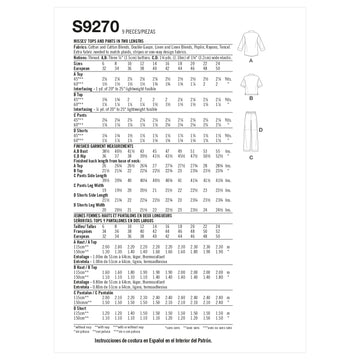 Simplicity Misses' Tops & Pants In Two Lengths S9270 - Sewing Pattern
