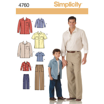 Simplicity Boys and Men Shirts and Trousers 4760 - Paper Pattern, Size A (S M L/S M L XL)