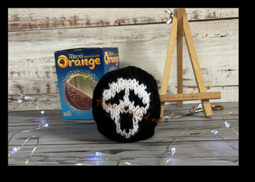 Ghost Mask Chocolate Orange Cover Knitting Pattern
