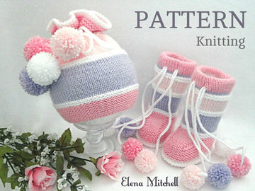 Knitting Baby Set Baby Girl Hat and Booties by Elena Mitchell