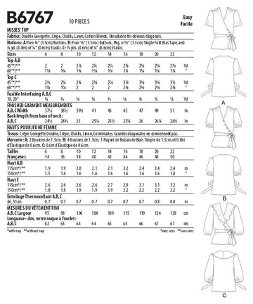 Butterick Misses' Tops B6767 - Sewing Pattern