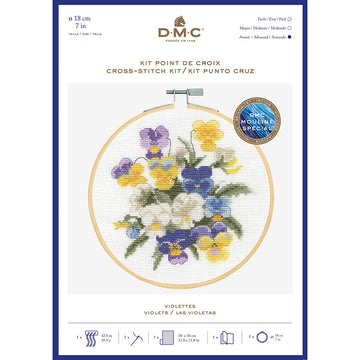DMC Violets Cross Stitch Kit - 18cm Diameter