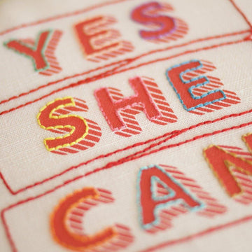 Cotton Clara Yes She Can Printed Embroidery Kit - 21cm