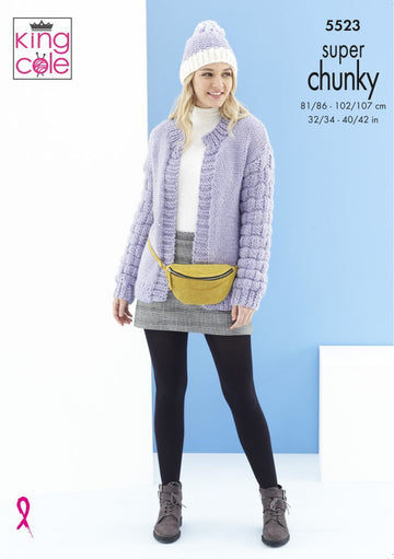 Cardigan and Hat in King Cole Timeless Super Chunky - 5523 - Leaflet