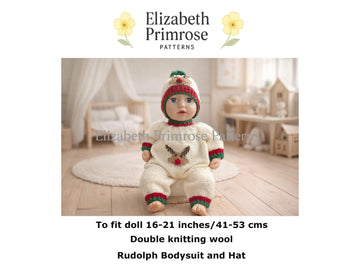 Rudolph Doll Bodysuit and Hat Knitting Pattern P138 – Elizabeth Primrose Patterns