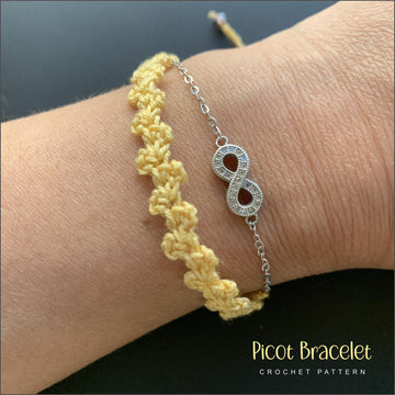 Pdf Pattern for crochet picot bracelet - Friendship/Love/Thinking of you bracelet - Easy Crochet pattern for beginners