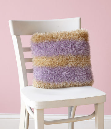 Glitter Stripes Pillow in Lion Brand Martha Glitter Eyelash - L10438