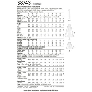 Simplicity 8743 Women's Pleated Skirts - Sewing Pattern