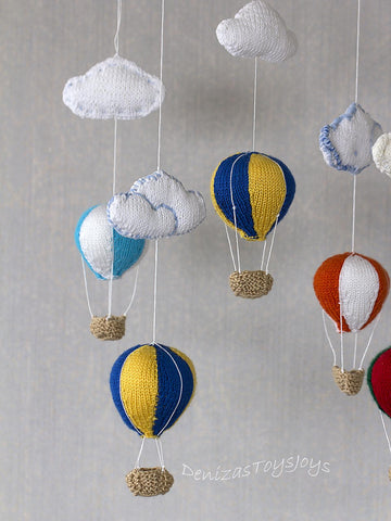Air Balloons Baby Mobile with clouds