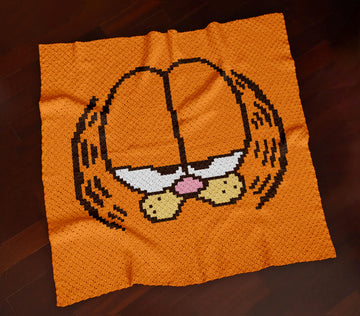 C2C CROCHET PATTERN Garfield Orange Cat Blanket Funny Cartoon Graph Throw