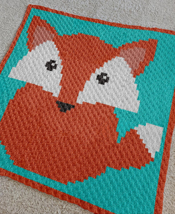 Orange Baby Fox Blanket Square 60x60 Squares C2C Crochet Pattern